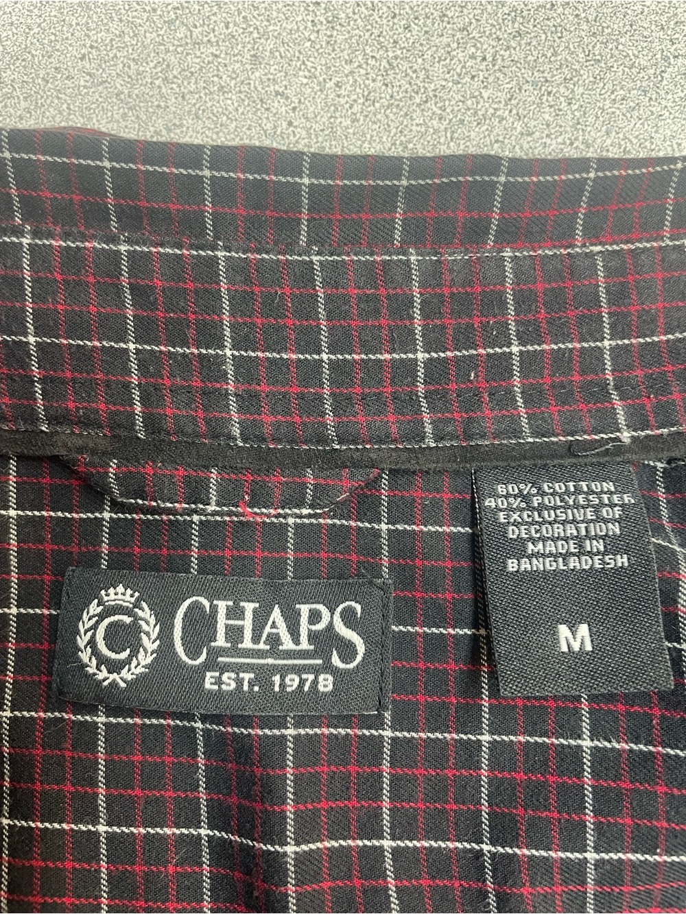 Chaps Black Plaid Button-Up Shirt with Red & White Windowpane